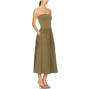 PISTOLA Mavo Mixed Media Midi Dress in Rich Olive